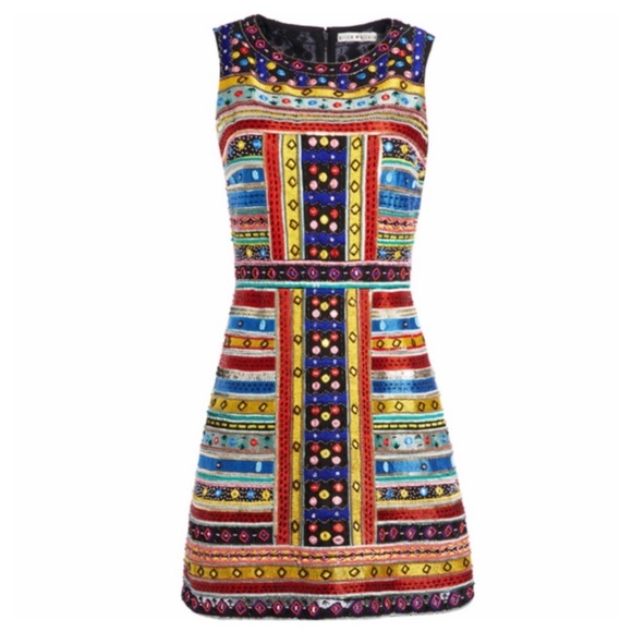 ALICE + OLIVIA Embroidered Embellished Dress - Picture 2 of 11